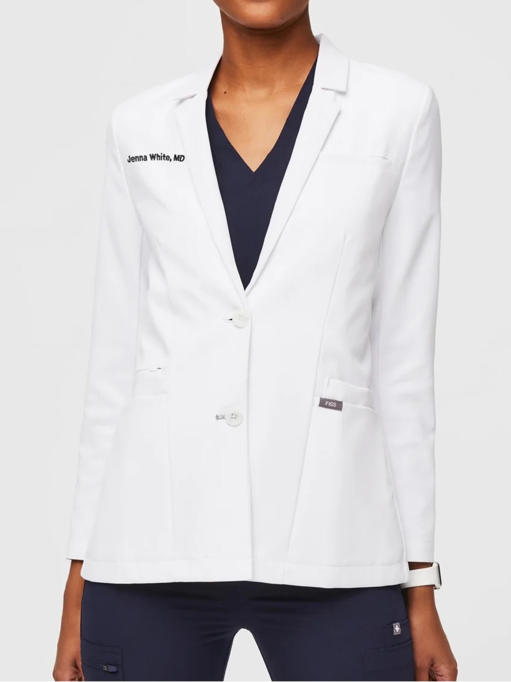 FIGS Bellevue Lab Coat Blazer Two Button Doctor Nurse White Womens Size S